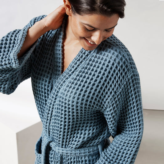 Plush Waffle Robe-Slate